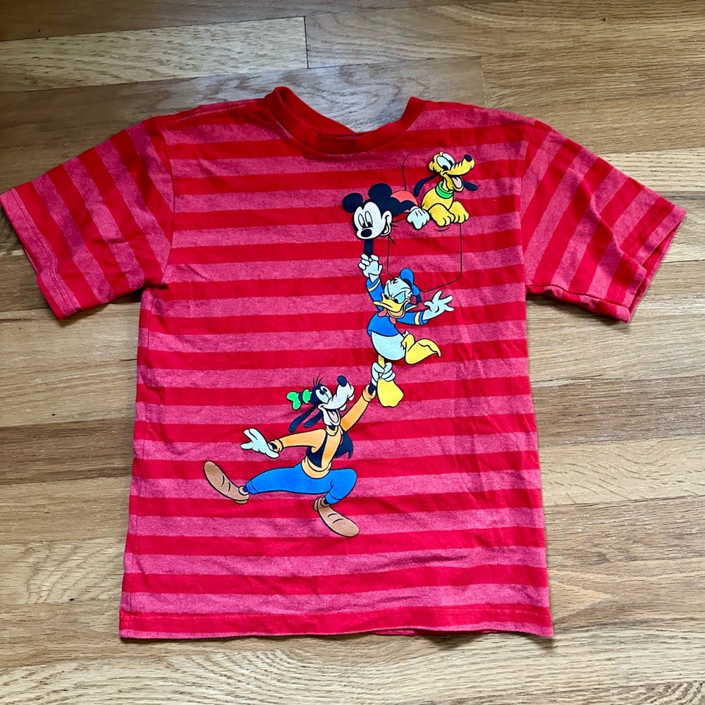 Disney T-Shirt-Size M (7/8) boys short sleeve stripes Mickey Donald Pluto